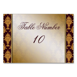 Damask Gold an Burgund-Grenzen Tischnummer