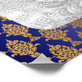 Damask Gold an den Royal Blue Borders Poster (Ecke)