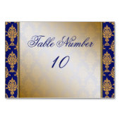 Damask Gold an den Royal Blue Borders Tischnummer (Rückseite)