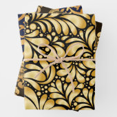 Damask Gold & Black Wrapping paper 3 sheets set Geschenkpapier Set (Beispiel)