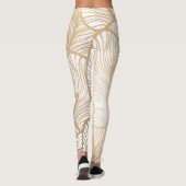 Damask Gold Floral Muster Leggings (Rückseite)