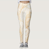 Damask Gold Floral Muster Leggings (Vorderseite)