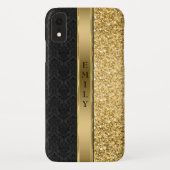 Damask & Gold Glitzer Case-Mate iPhone Hülle (Rückseite)