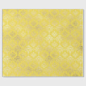 Damask Gold Imitate Royal Metallic Yellow Geschenkpapier (Flach)
