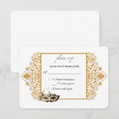 Damask Gold Masquerade RSVP Card Karte (Vorne/Hinten)