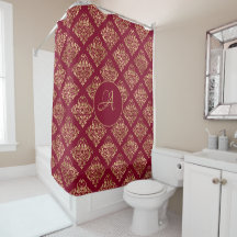 Damask Gold Monogram auf Burgund