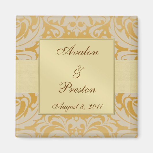 Damask Gold Multiband Gold speichern das Datum Mag Magnet (Vorne)