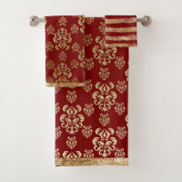 Damask Gold Rot Elegante Modernes Hübsch