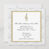 Damask Gold Treble Clef Music Einladungen (Rückseite)