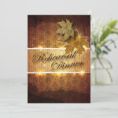 Damask Golden Blätter Probe Abendessen Einladung (Stehend Vorderseite)