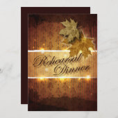 Damask Golden Blätter Probe Abendessen Einladung (Vorne/Hinten)