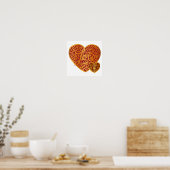 Damask Golden Liebe Rotes Herz Poster (Küche)