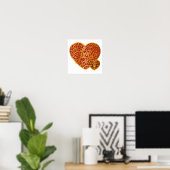 Damask Golden Liebe Rotes Herz Poster (Heimbüro)