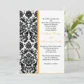 Damask Golden Yellow accent Hochzeit Einladung (Stehend Vorderseite)