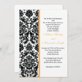 Damask Golden Yellow accent Hochzeit Einladung (Vorne/Hinten)