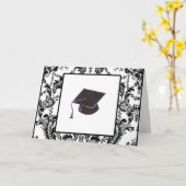 Damask Graduate Glückwunsch Karte (Gelbe Blume)