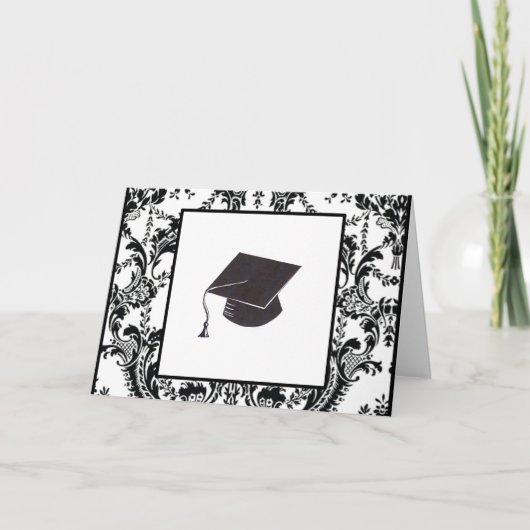Damask Graduate Glückwunsch Karte (Vorderseite)