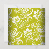 Damask Green Avocado White Birthday Party Gold Einladung (Rückseite)