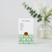 DAMASK GREEN MONOGRAM-Edelstein Orange Visitenkarte (Stehend Vorderseite)