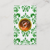 DAMASK GREEN MONOGRAM-Edelstein Orange Visitenkarte (Rückseite)