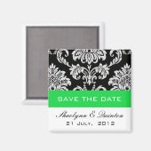 Damask Green Save the Date Wedding Ankündigung Magnet (Vorderseite/Rückseite)