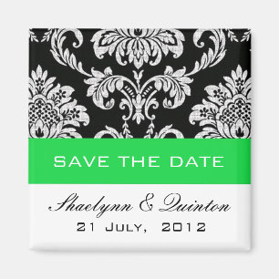 Damask Green Save the Date Wedding Ankündigung Magnet