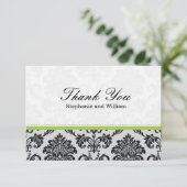 Damask Green Wedding Danke-Card Dankeskarte (Stehend Vorderseite)
