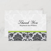Damask Green Wedding Danke-Card Dankeskarte (Vorne/Hinten)