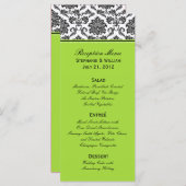Damask Green Wedding Menu Rack Card Menükarte (Vorne/Hinten)