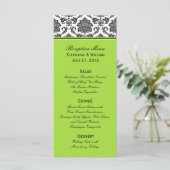 Damask Green Wedding Menu Rack Card Menükarte (Stehend Vorderseite)