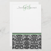 Damask, grün briefpapier (Vorne/Hinten)