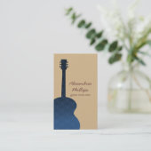 Damask Guitar Music Business Card, blau Visitenkarte (Stehend Vorderseite)