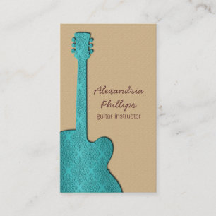 Damask Guitar Music Business Card, Türkis Visitenkarte