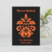 Damask Halloween-Party Einladung (Stehend Vorderseite)