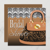 Damask Handtasche Paisley Puring Brautparty Einladung (Vorne/Hinten)