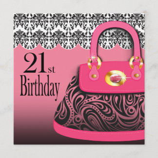 Damask Handtasche Paisley Purse 21. Geburtstag Einladung
