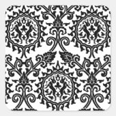 Damask Hare Pattern Quadratischer Aufkleber (Vorderseite)