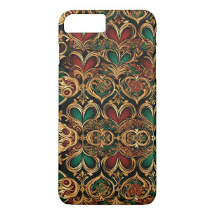 Damask Hearts Gold Black Crimson Emerald Case-Mate iPhone Hülle