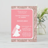 Damask Heilige Kommunion Einladung (Stehend Vorderseite)
