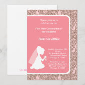 Damask Heilige Kommunion Einladung (Vorne/Hinten)