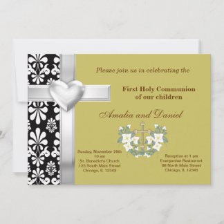 Damask Heilige Kommunion Einladung