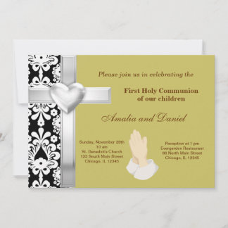 Damask Heilige Kommunion Einladung
