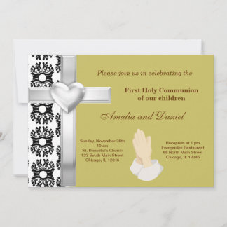 Damask Heilige Kommunion Einladung