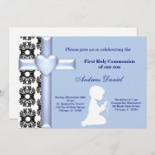 Damask Heilige Kommunion Einladung (Vorne/Hinten)