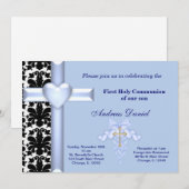 Damask Heilige Kommunion Einladung (Vorne/Hinten)
