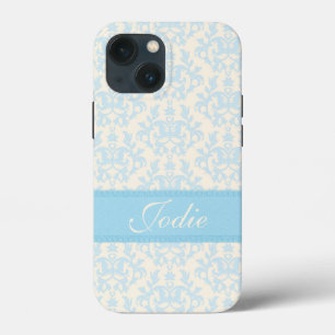 Damask, hellblau und creme Gehäuse Case-Mate iPhone Hülle
