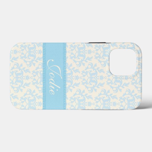 Damask, hellblau und creme Gehäuse Case-Mate iPhone Hülle (Rückseite (Horizontal))