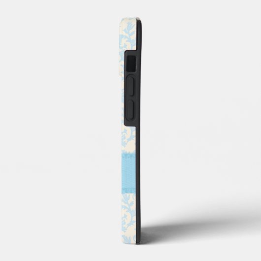 Damask, hellblau und creme Gehäuse Case-Mate iPhone Hülle (Rückseite / Links)