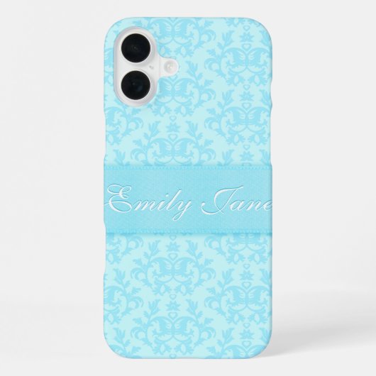 Damask hellblauer individuelle Name iPhone Hülle (Rückseite)