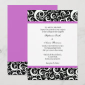 Damask Hochzeit mit Lila Einladung (Vorne/Hinten)